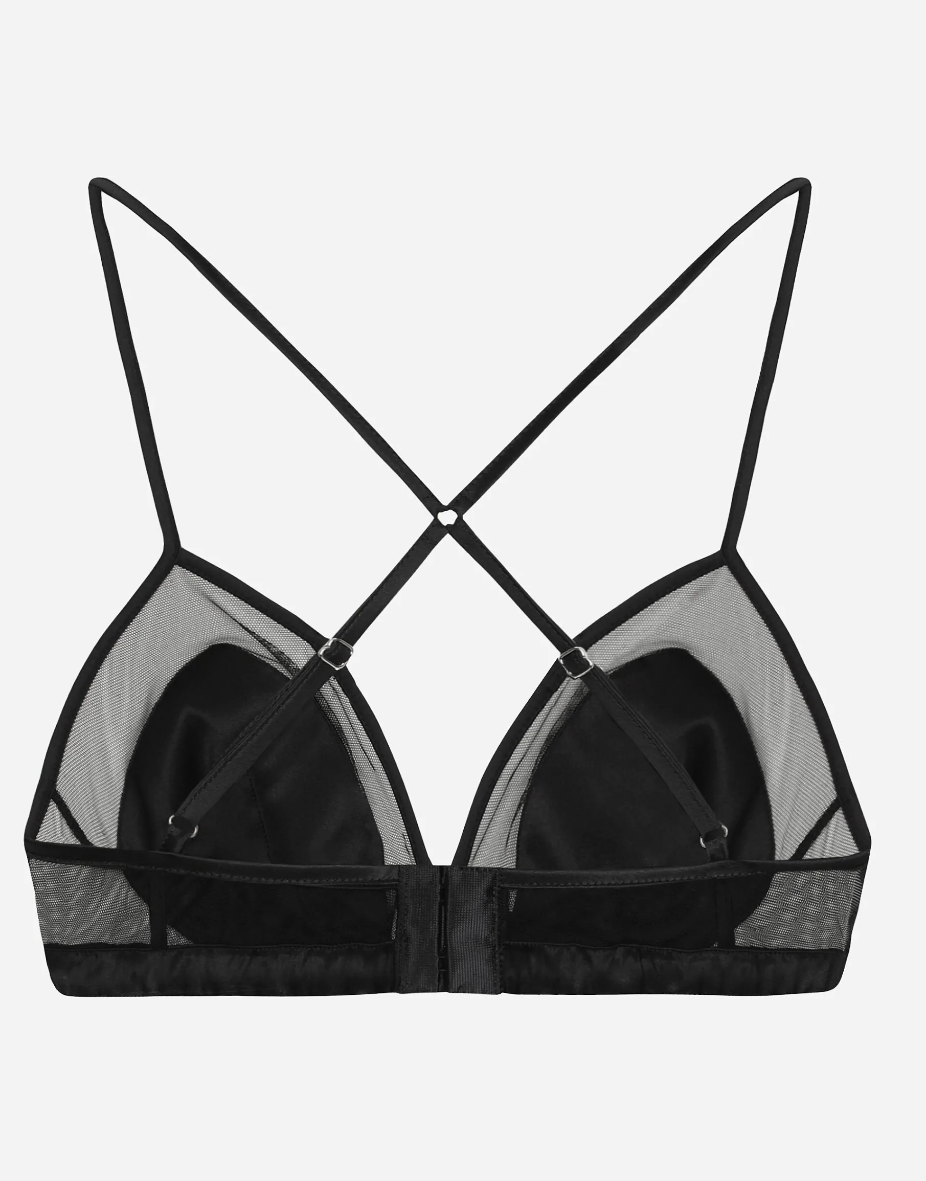 Satin and tulle soft-cup triangle bra