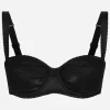 Satin balconette bra with lace detailing
