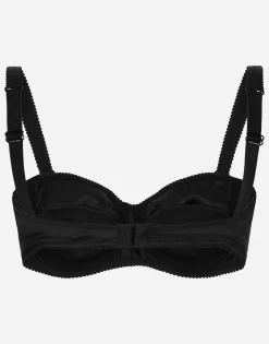 Satin balconette bra with lace detailing