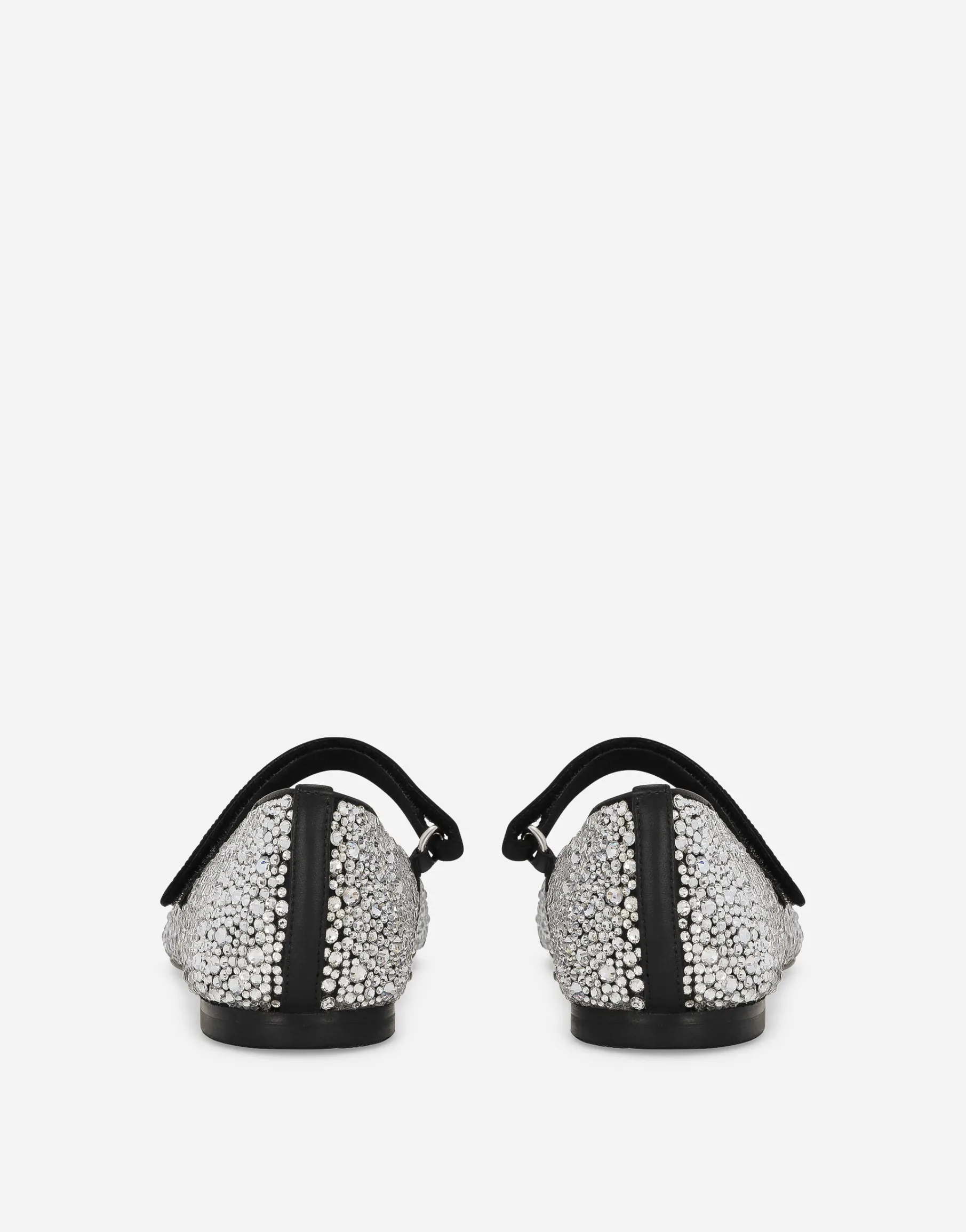 Satin ballet flats with fusible rhinestones
