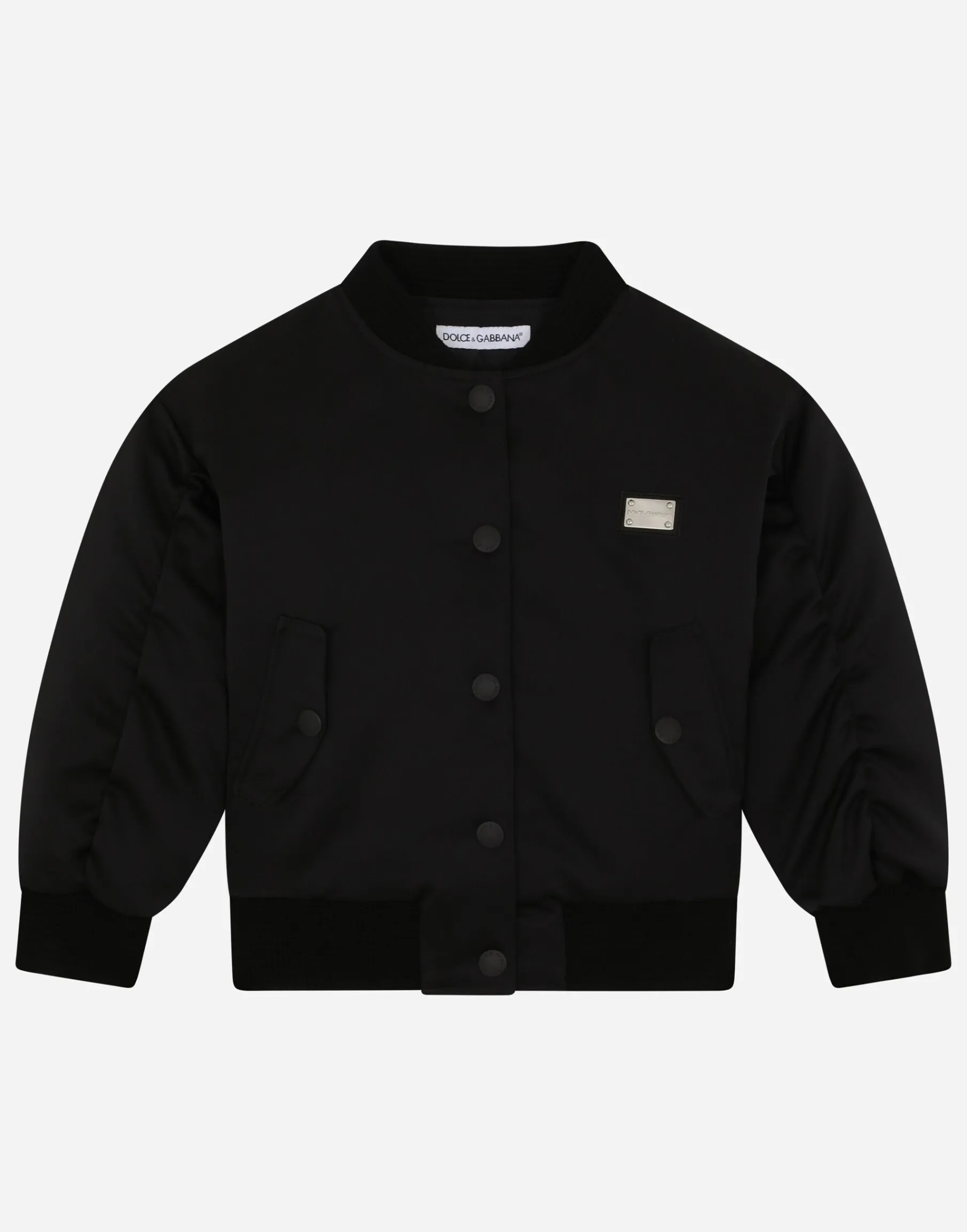 Satin bomber jacket with logo plate