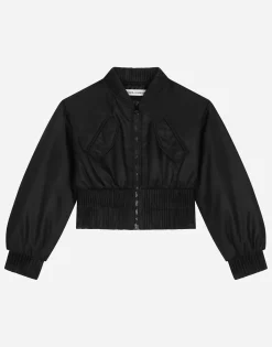 Satin bomber jacket with tag