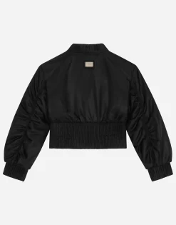 Satin bomber jacket with tag
