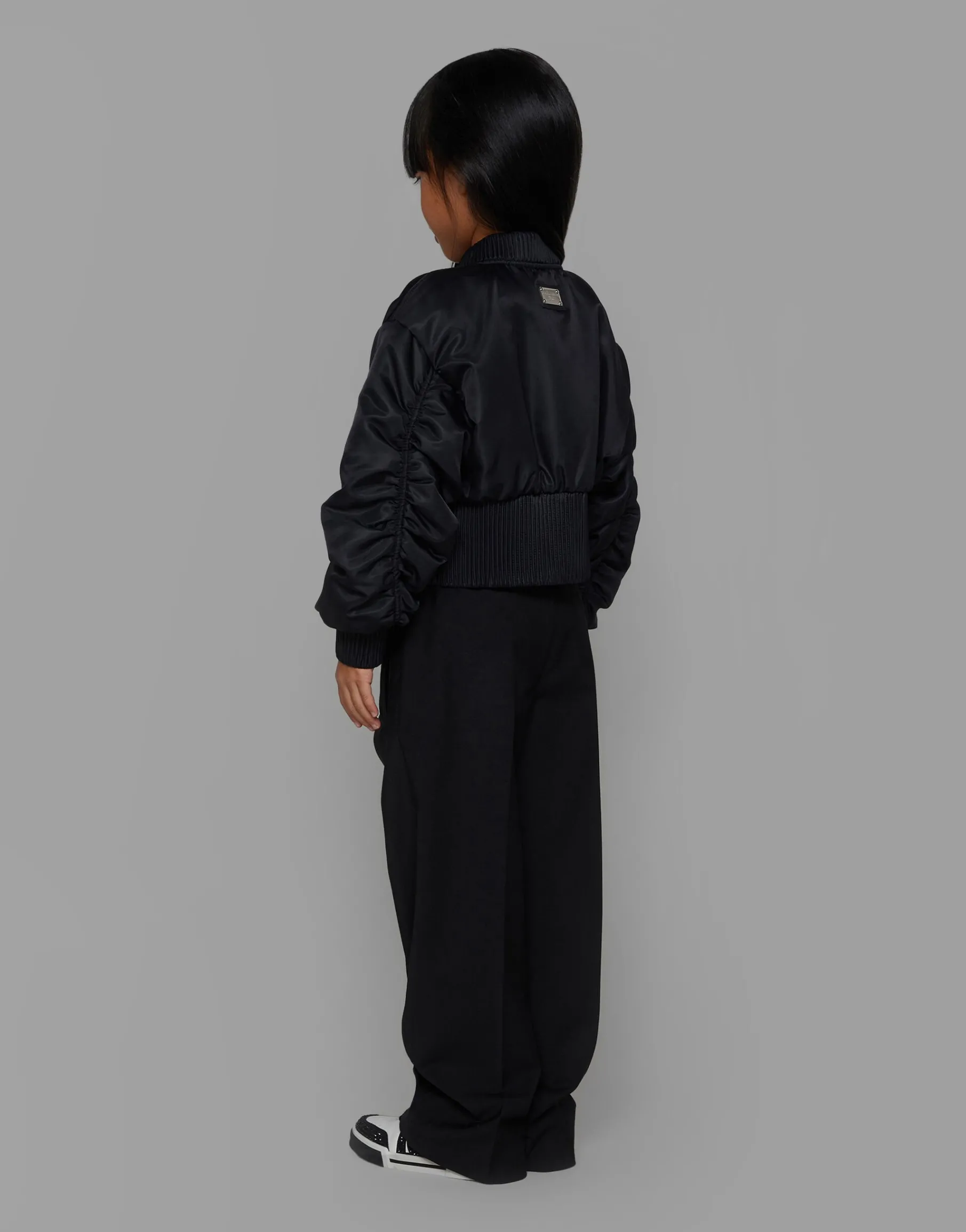 Satin bomber jacket with tag