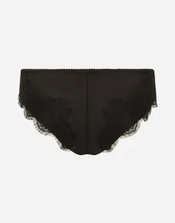 Satin briefs with lace detailing