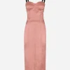 Satin calf-length corset dress