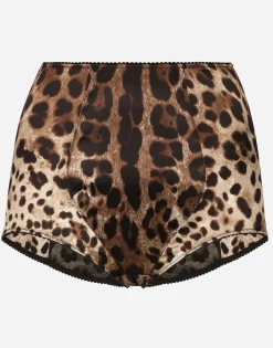 Satin culottes with leopard print