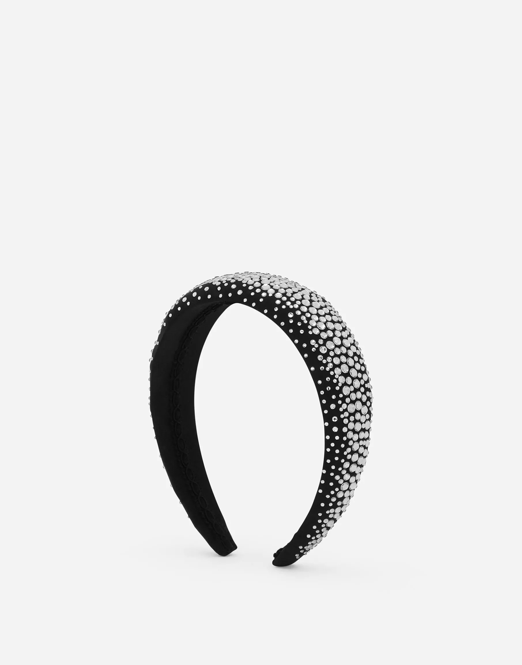 Satin hairband with fusible-rhinestone-detailed bow