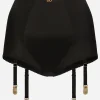 Satin high-waisted panties with suspenders and DG logo