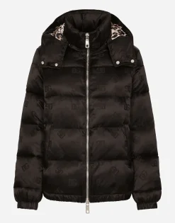 Satin jacquard down jacket with all-over DG logo
