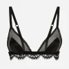 Satin, lace and tulle soft-cup triangle bra