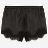 Satin lingerie shorts with lace detailing