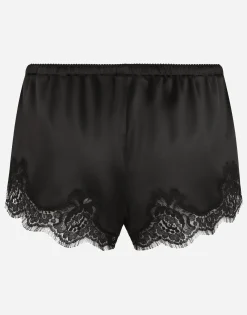 Satin lingerie shorts with lace detailing