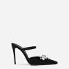 Satin mules with embroidery