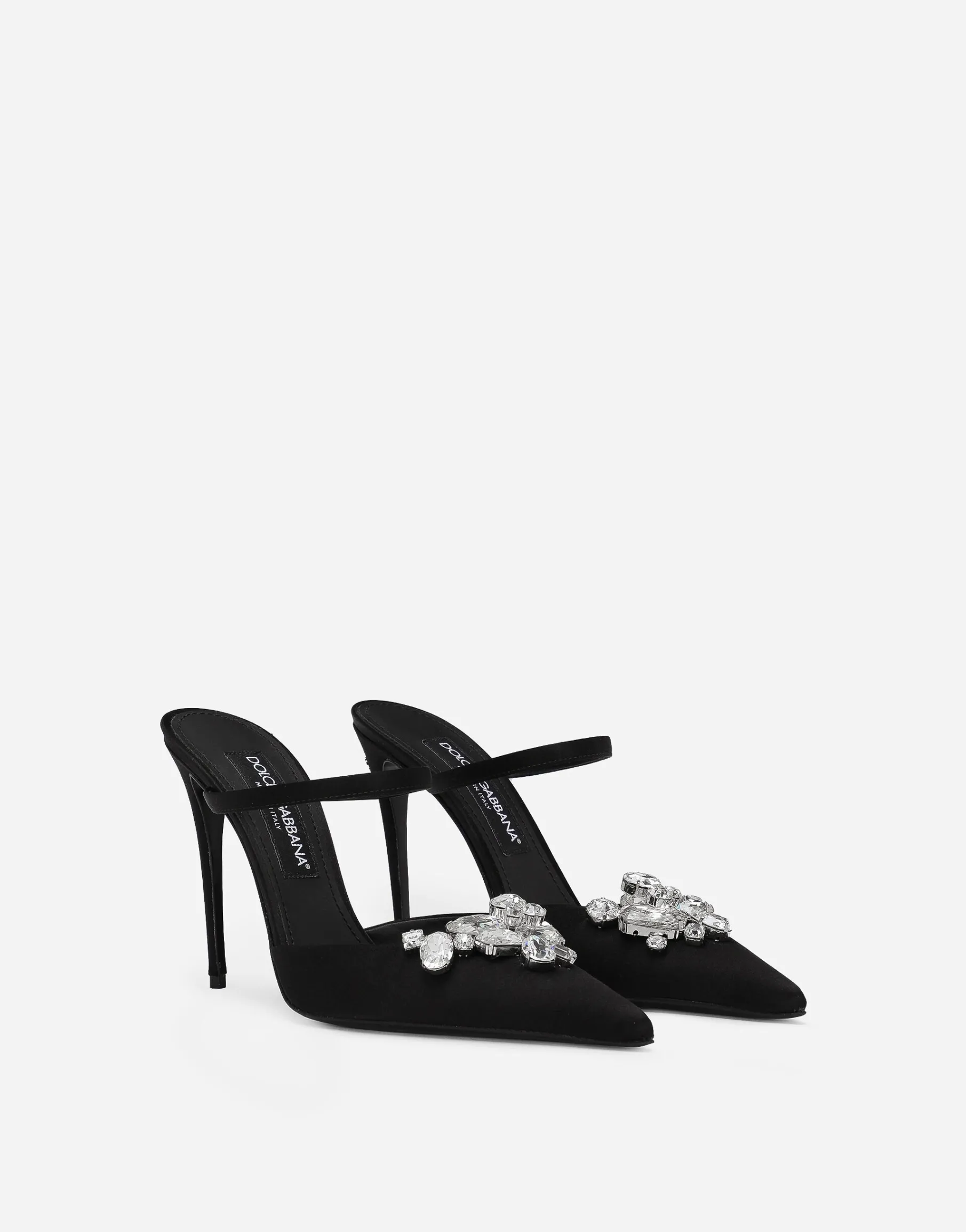 Satin mules with embroidery