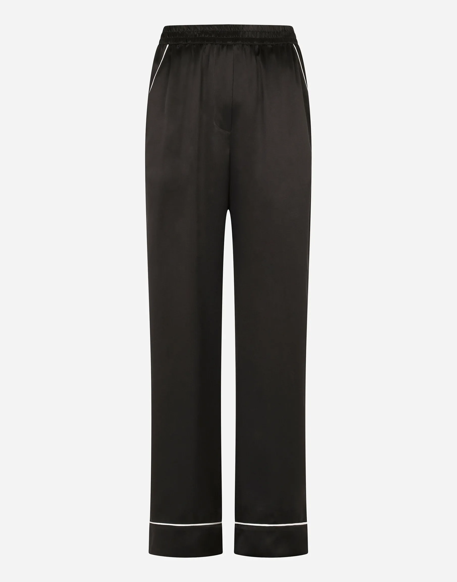 Satin pajama pants with piping