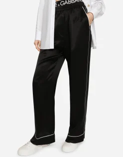 Satin pajama pants with piping