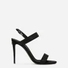 Satin sandals with fusible rhinestones