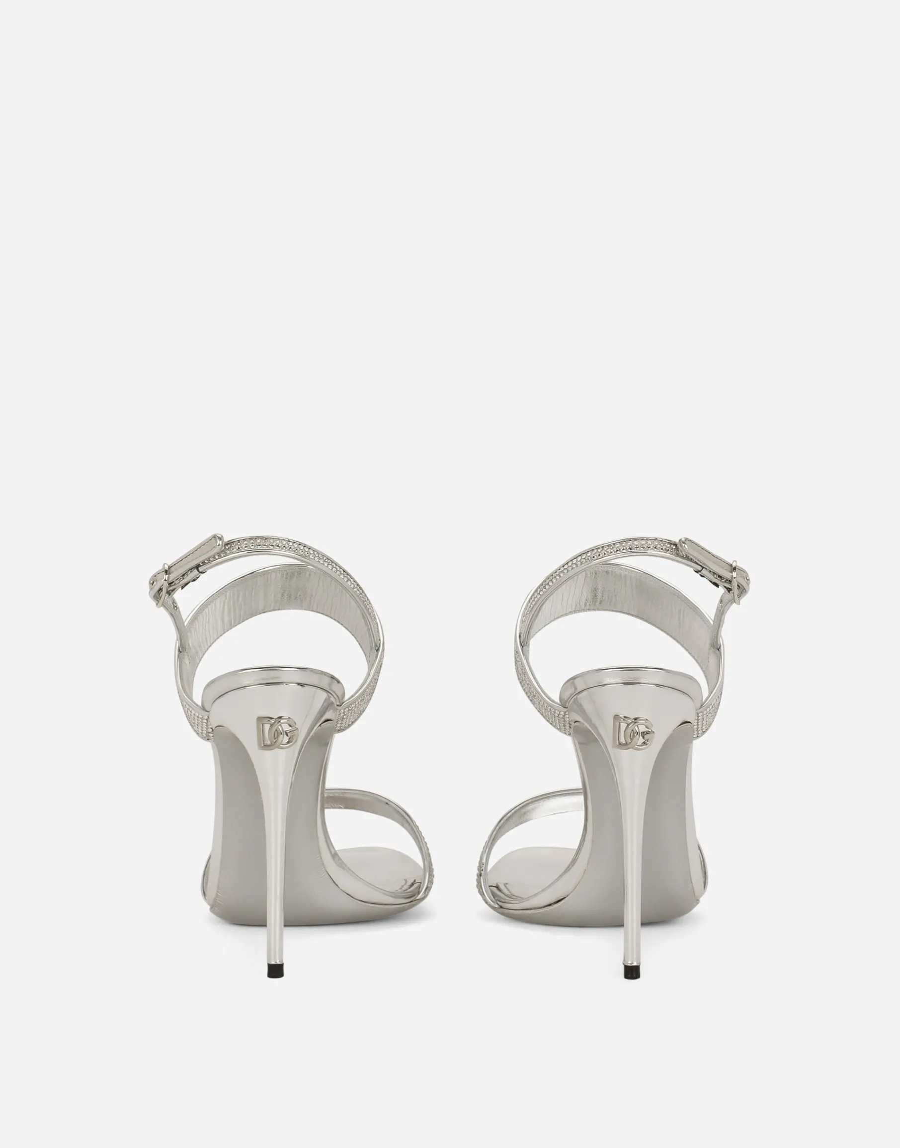 Satin sandals with fusible rhinestones