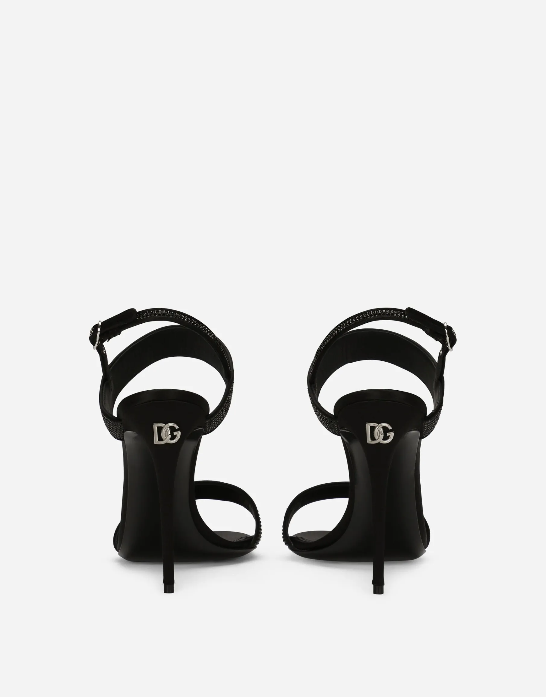Satin sandals with fusible rhinestones