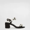 Satin sandals with gemstone embellishment
