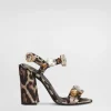 Satin sandals with gemstone embellishment