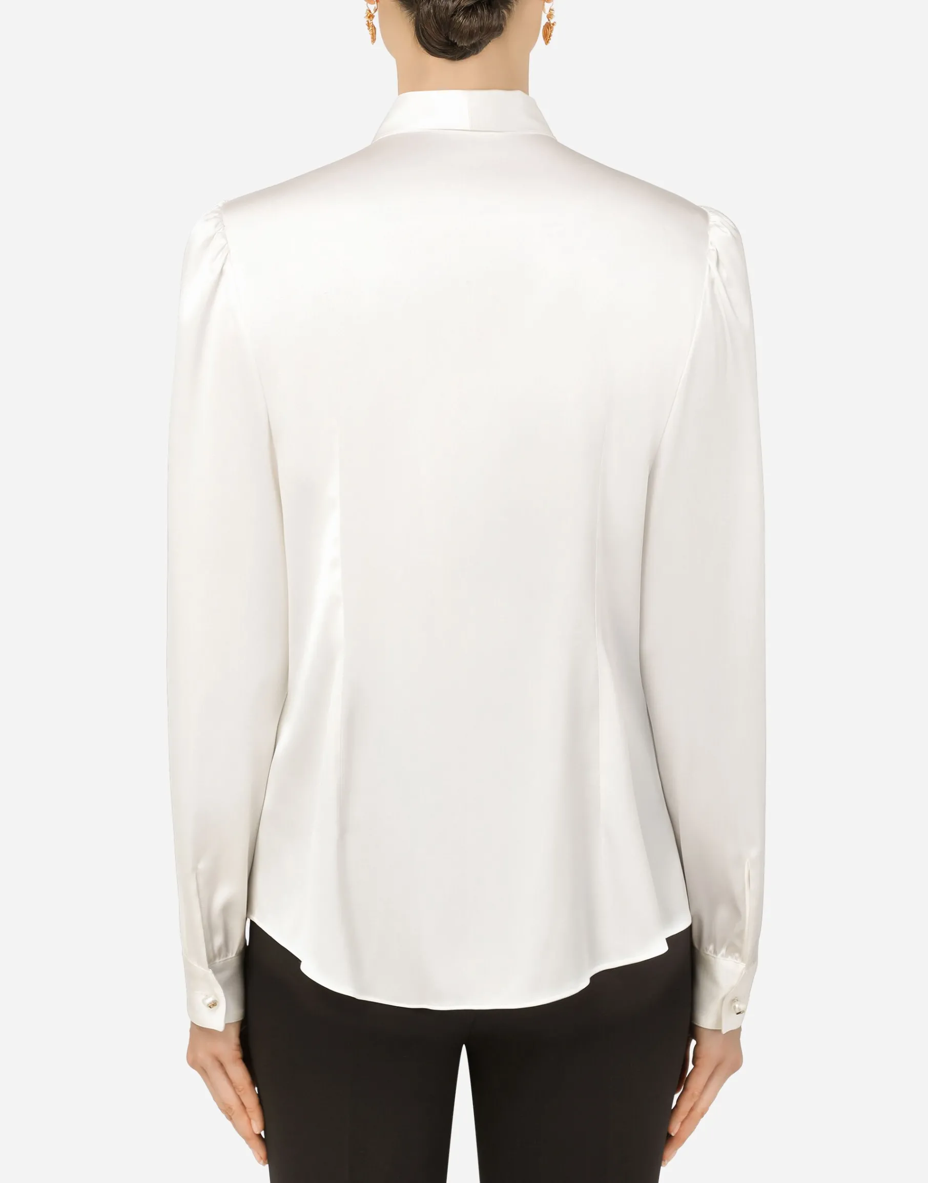 Satin shirt with pearl buttons with DG logo