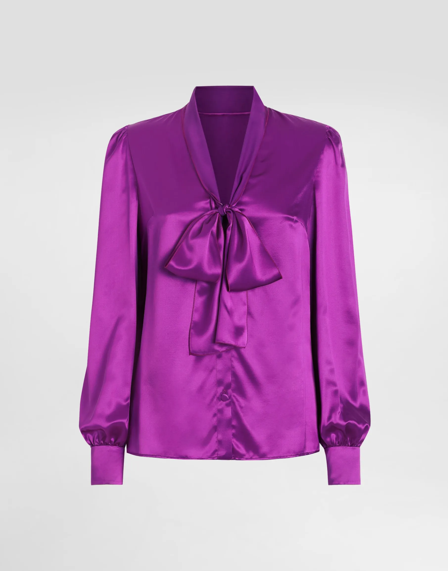 Satin shirt with pussy-bow