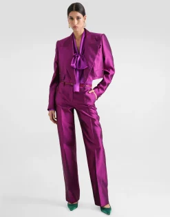 Satin shirt with pussy-bow