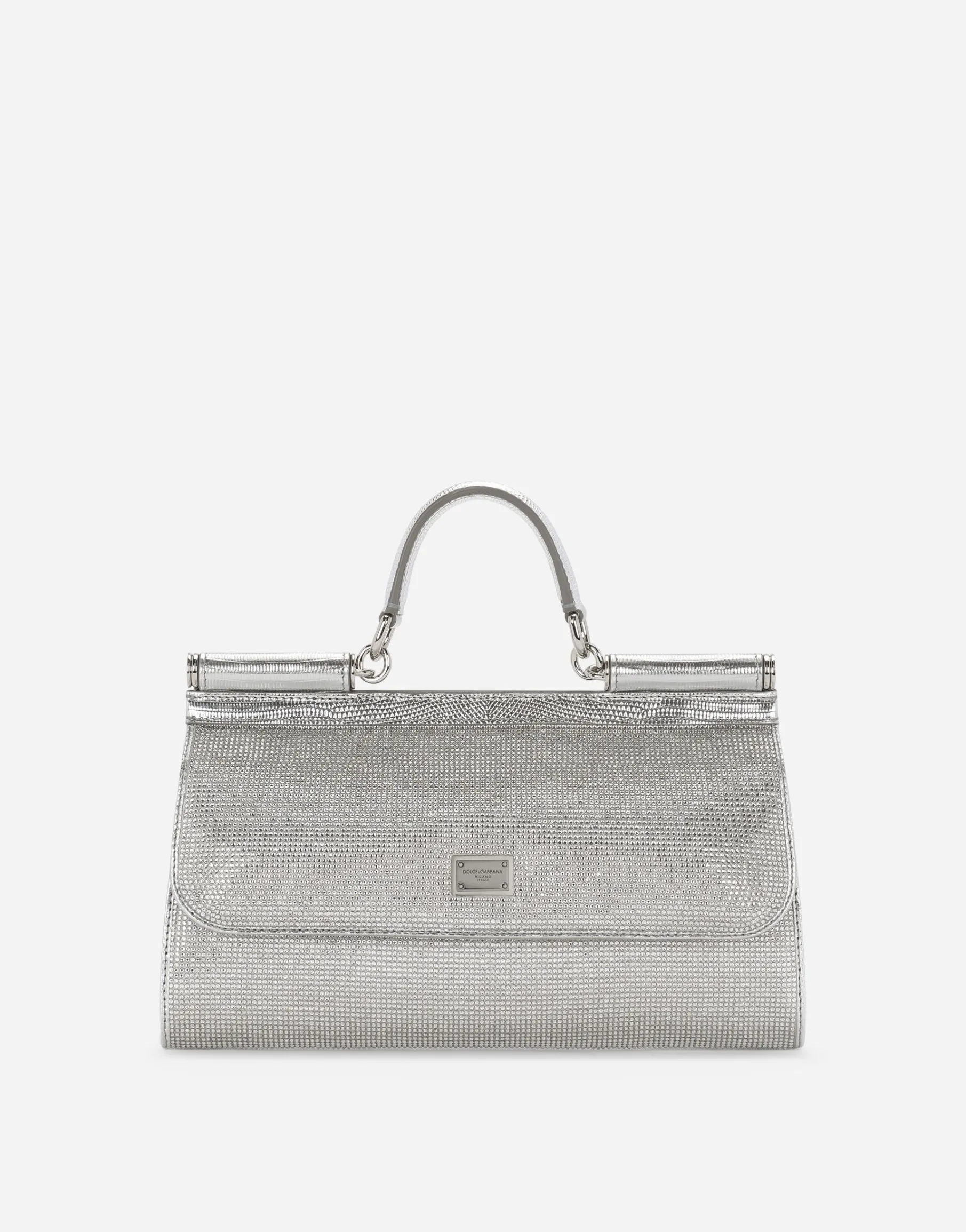 Satin Sicily bag with fusible rhinestones