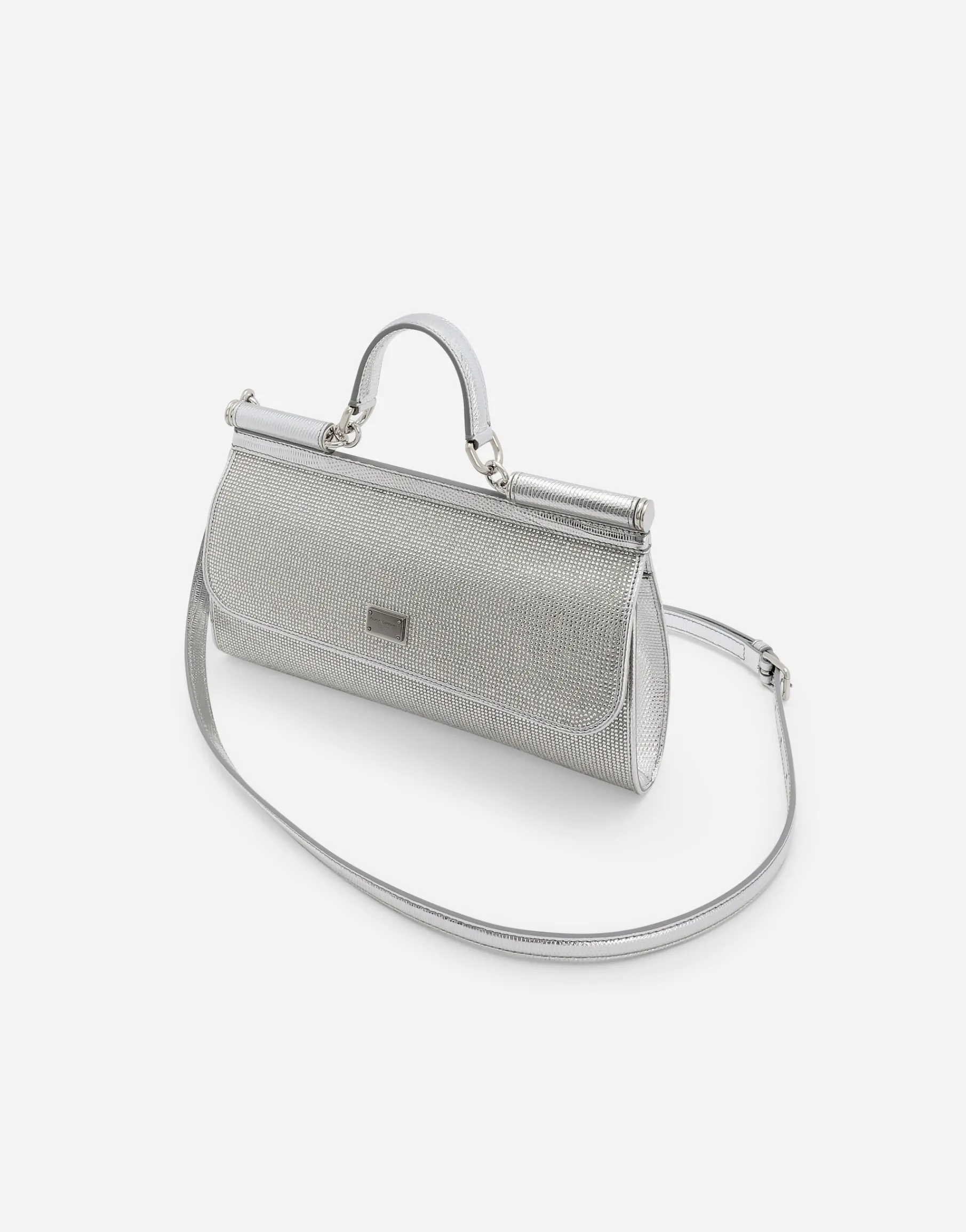 Satin Sicily bag with fusible rhinestones