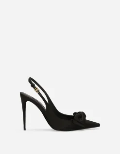 Satin slingbacks with bow detail