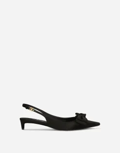 Satin slingbacks with bow detail