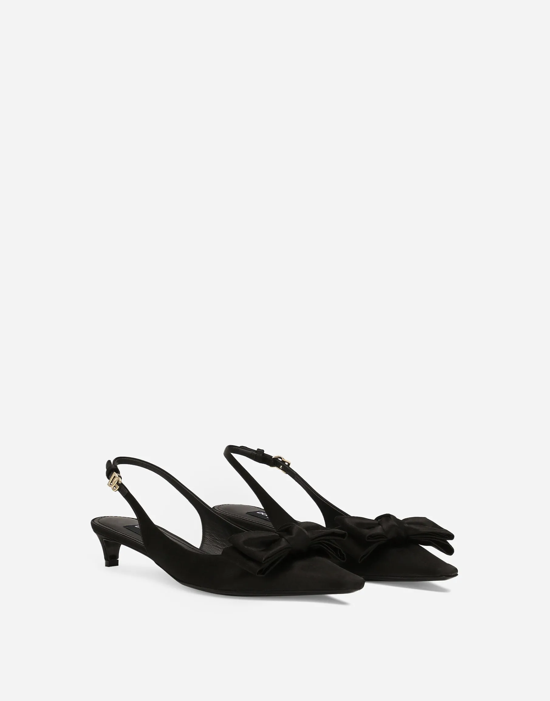 Satin slingbacks with bow detail