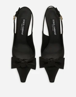 Satin slingbacks with bow detail
