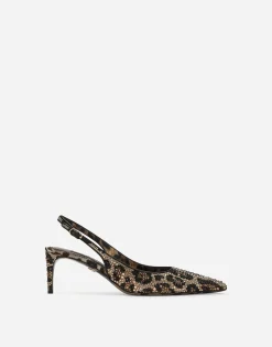 Satin slingbacks with fusible rhinestones