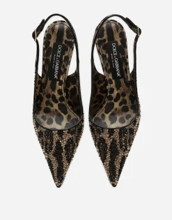 Satin slingbacks with fusible rhinestones
