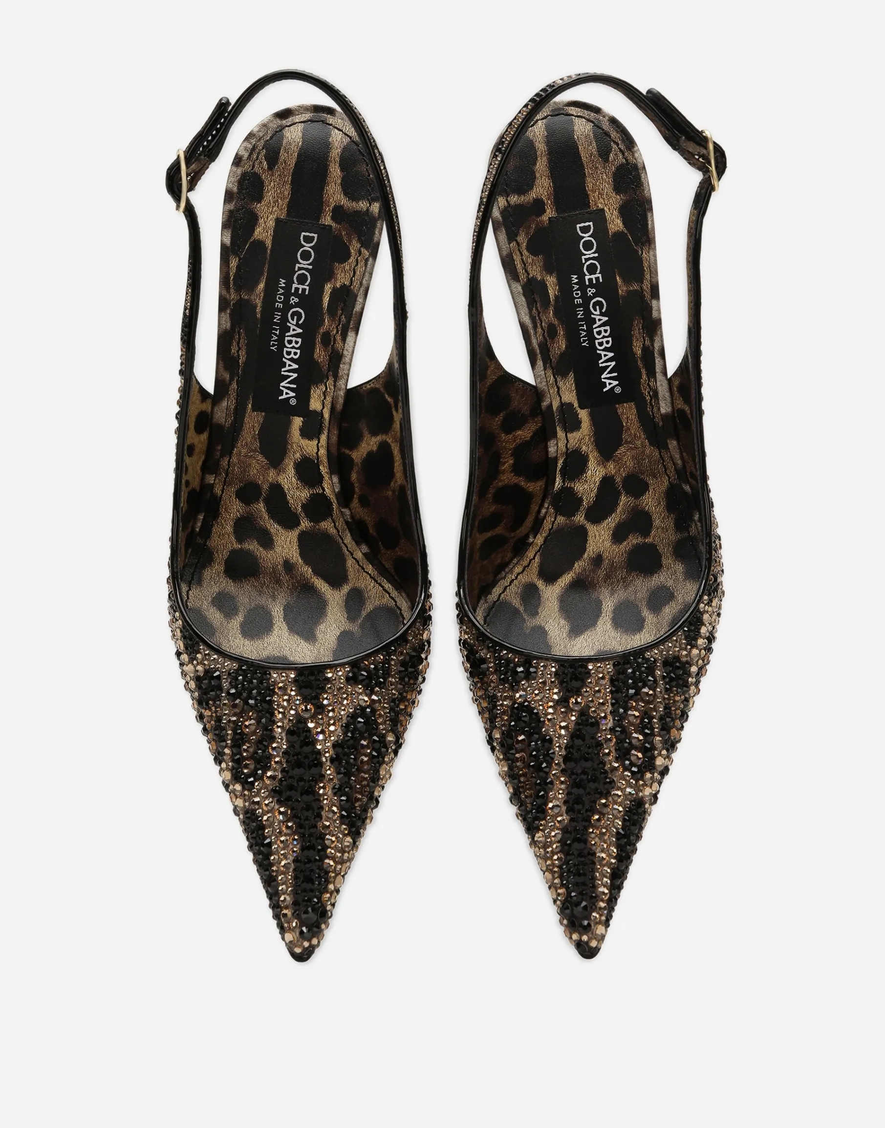 Satin slingbacks with fusible rhinestones