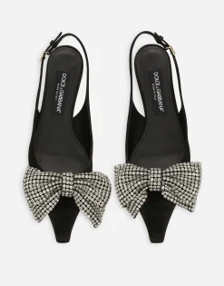 Satin slingbacks with rhinestone embellishment