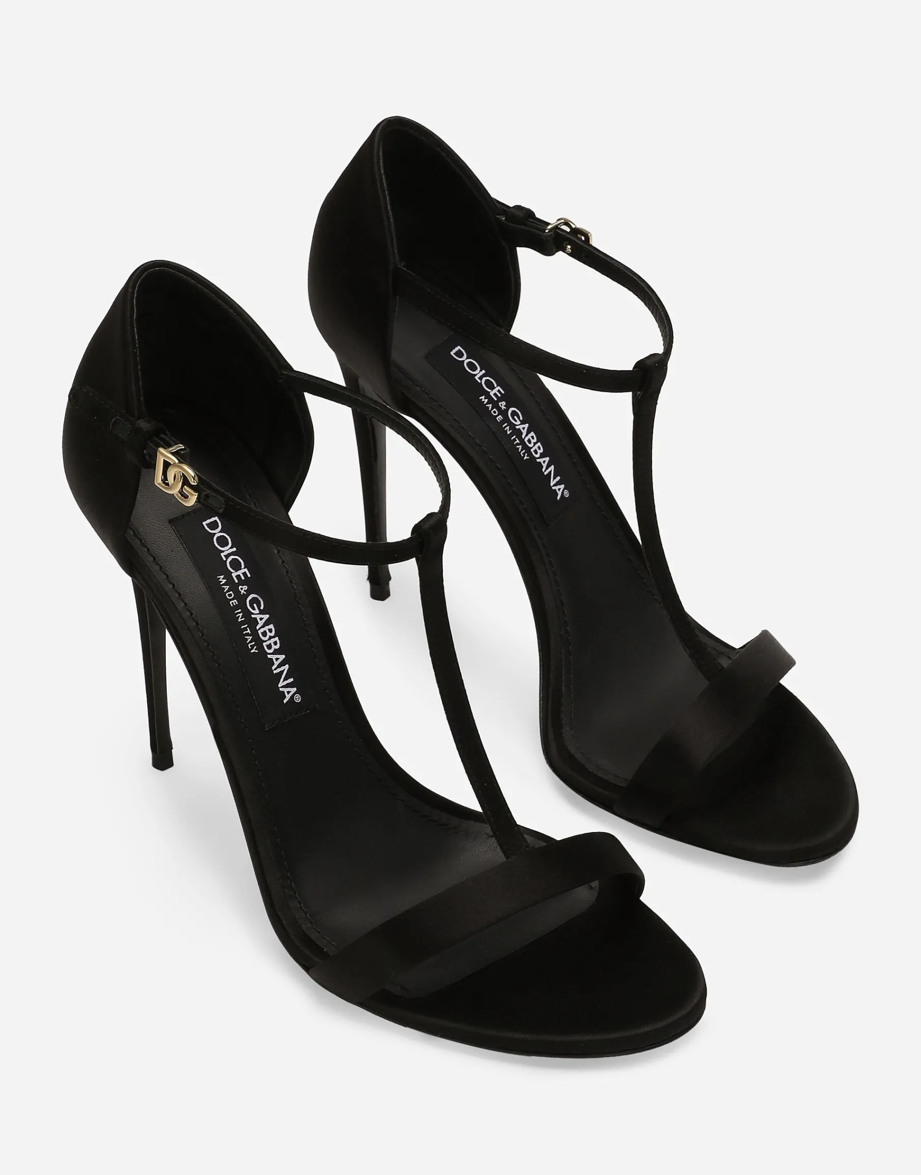 Satin T-bar sandals