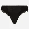 Satin thong with lace