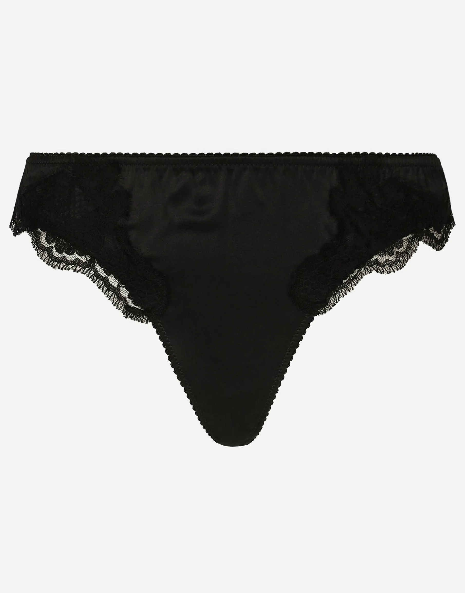 Satin thong with lace