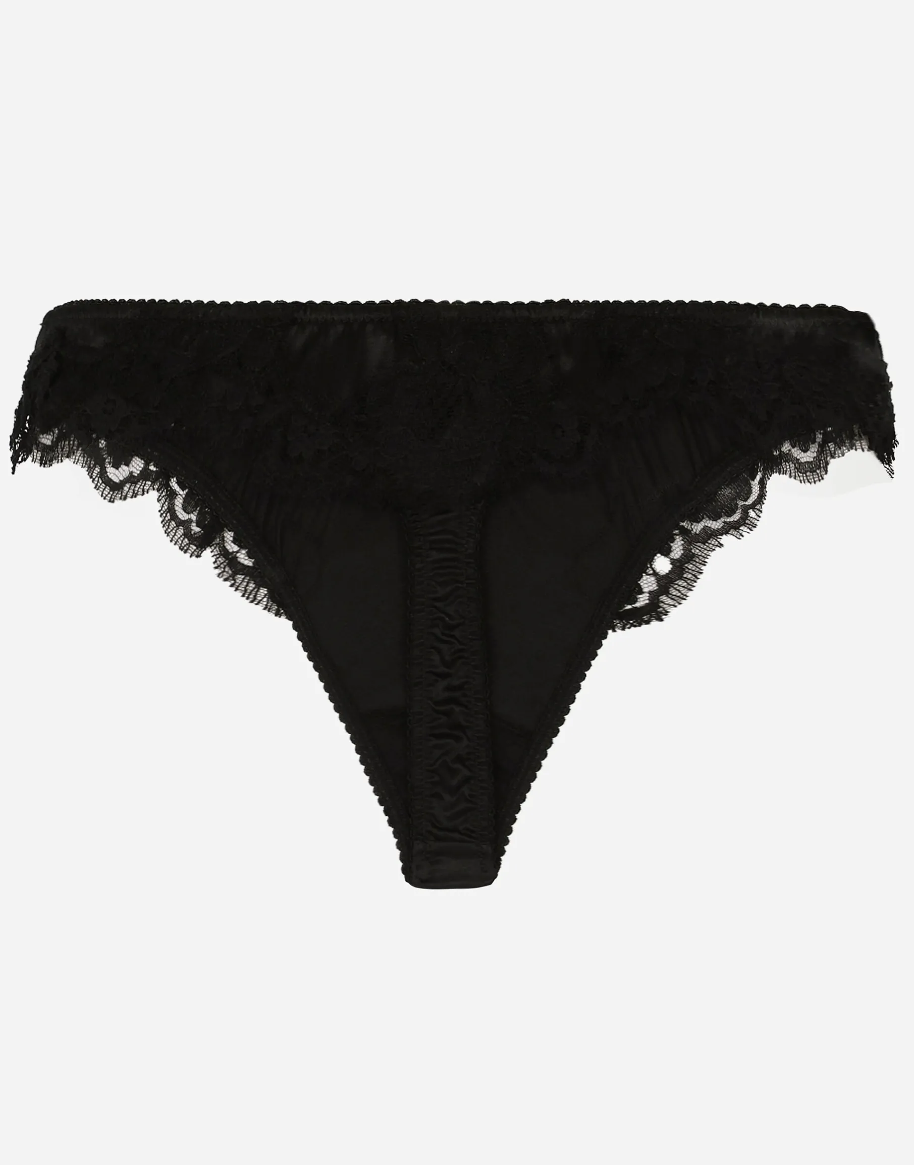 Satin thong with lace