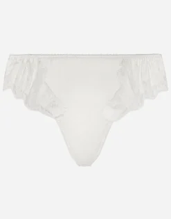 Satin thong with lace detailing