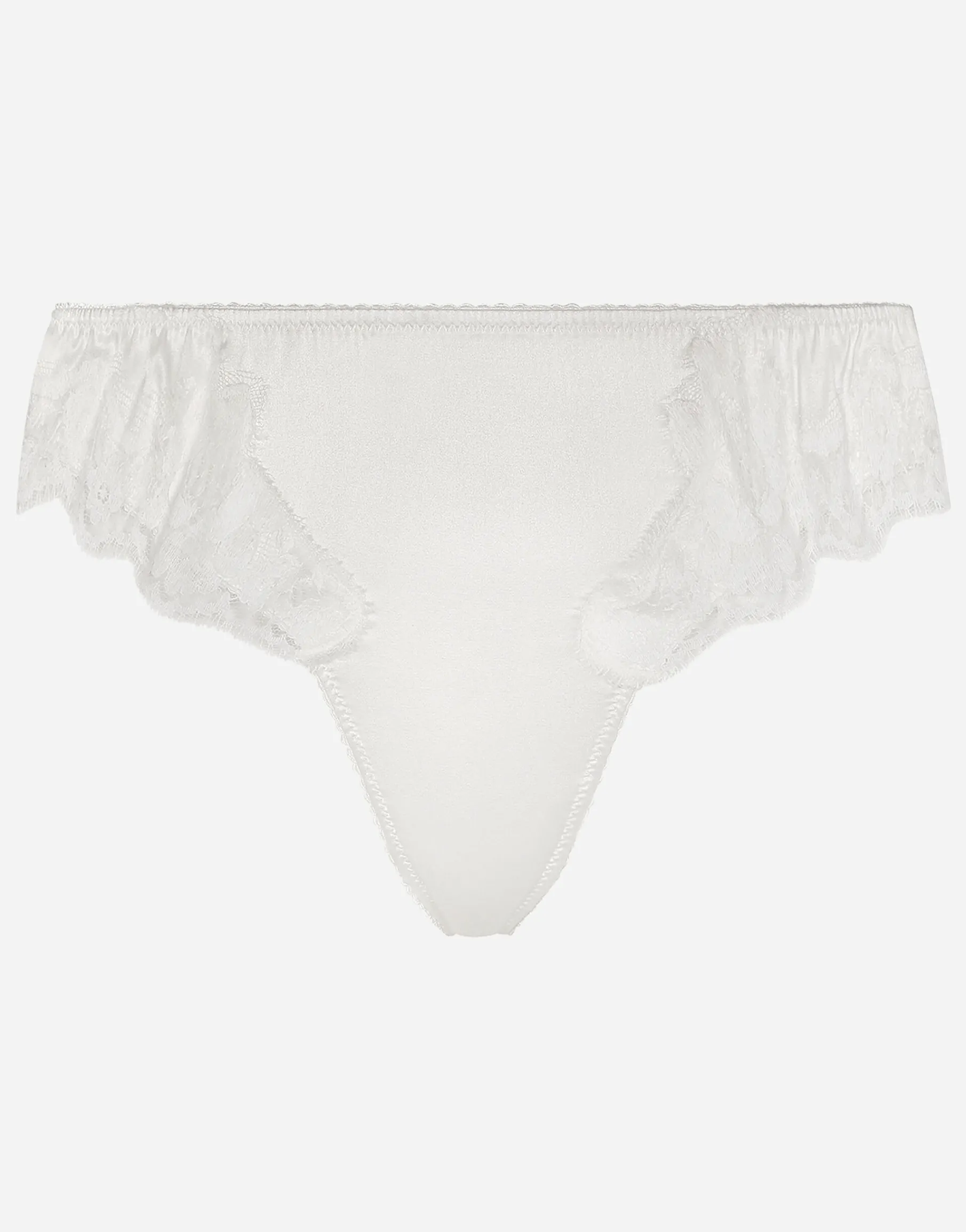 Satin thong with lace detailing