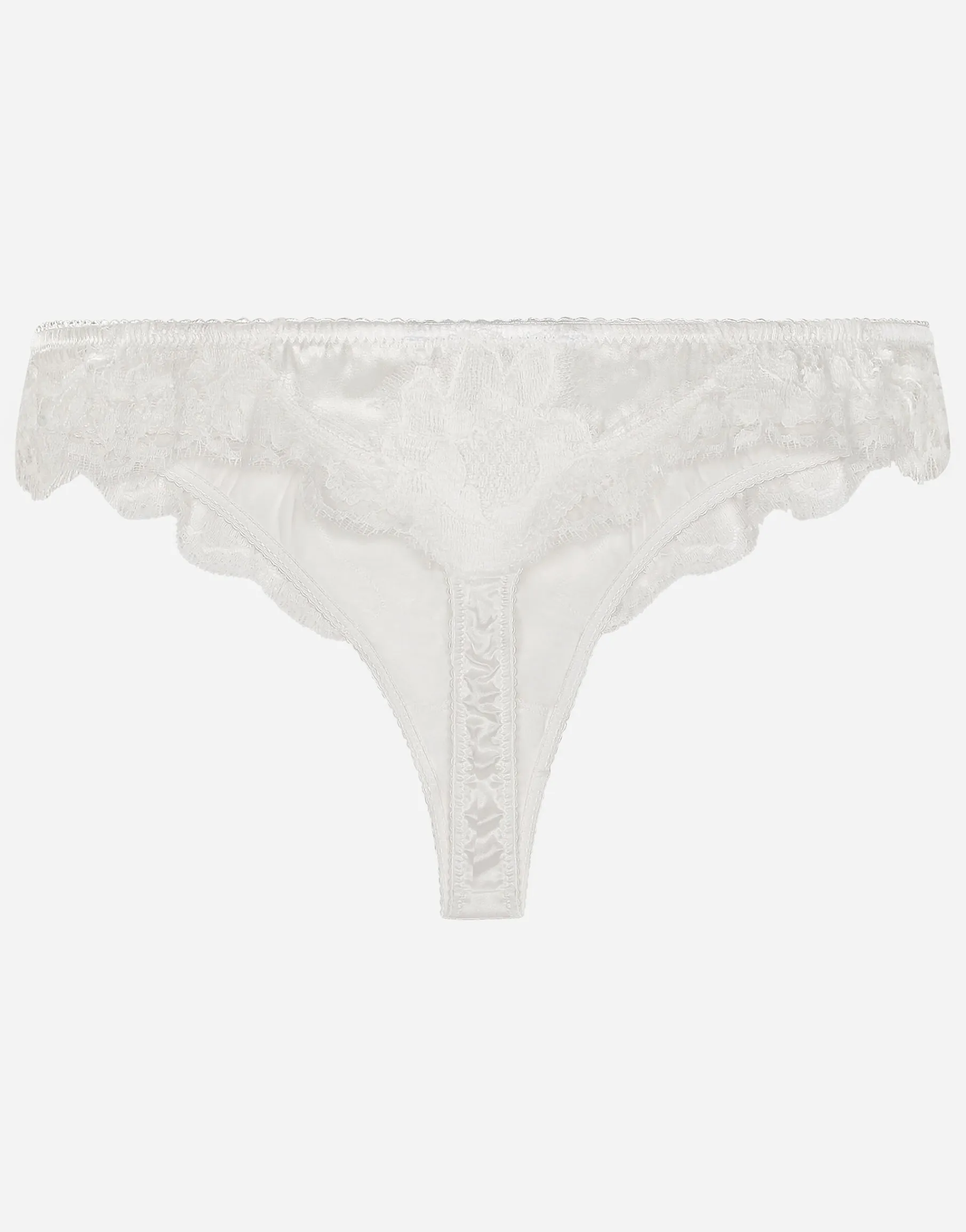 Satin thong with lace detailing