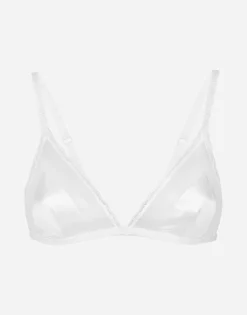 Satin triangle bra with lace detailing
