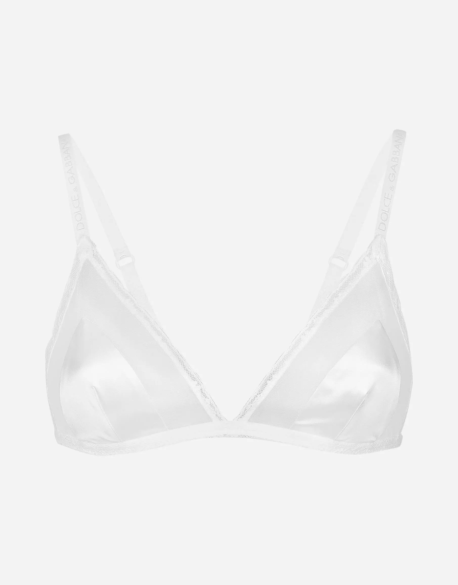 Satin triangle bra with lace detailing