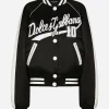 Satin varsity bomber jacket with Dolce&Gabbana embroidery