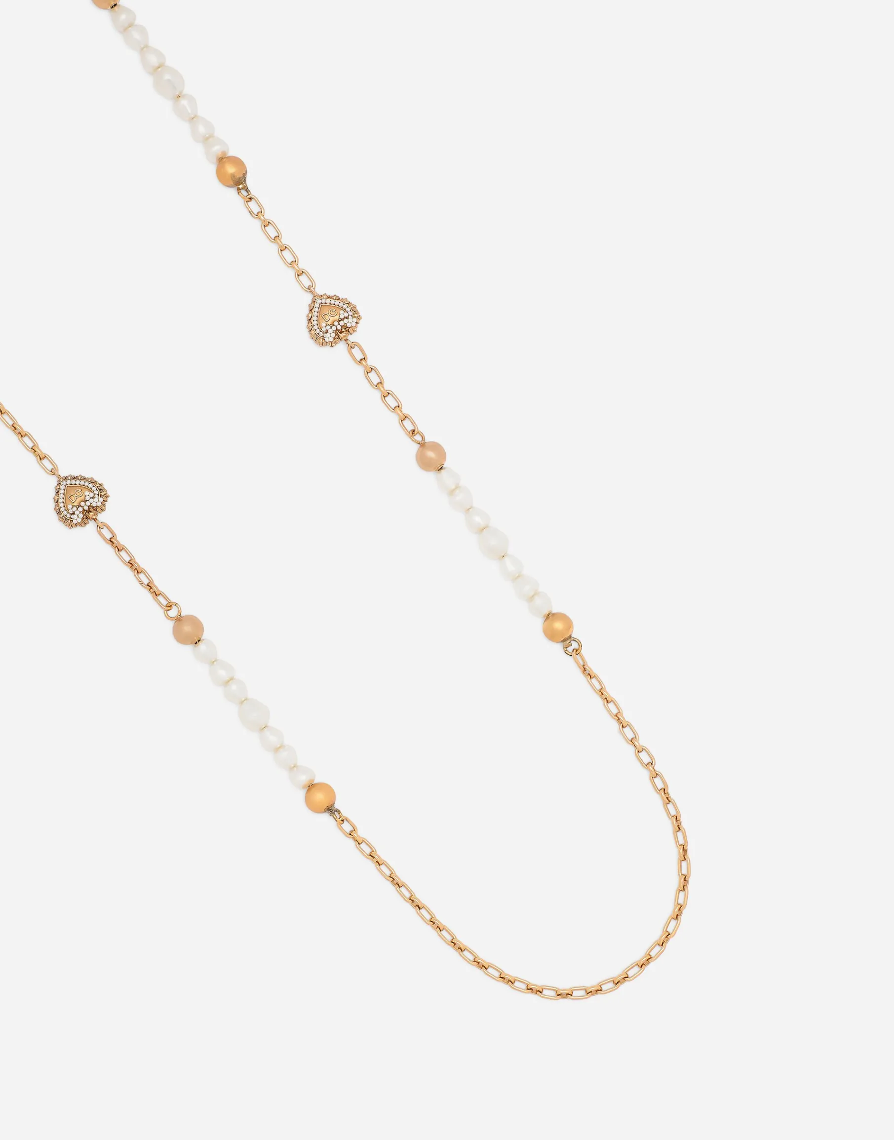 Sautoir chain with DG-logo beads and hearts